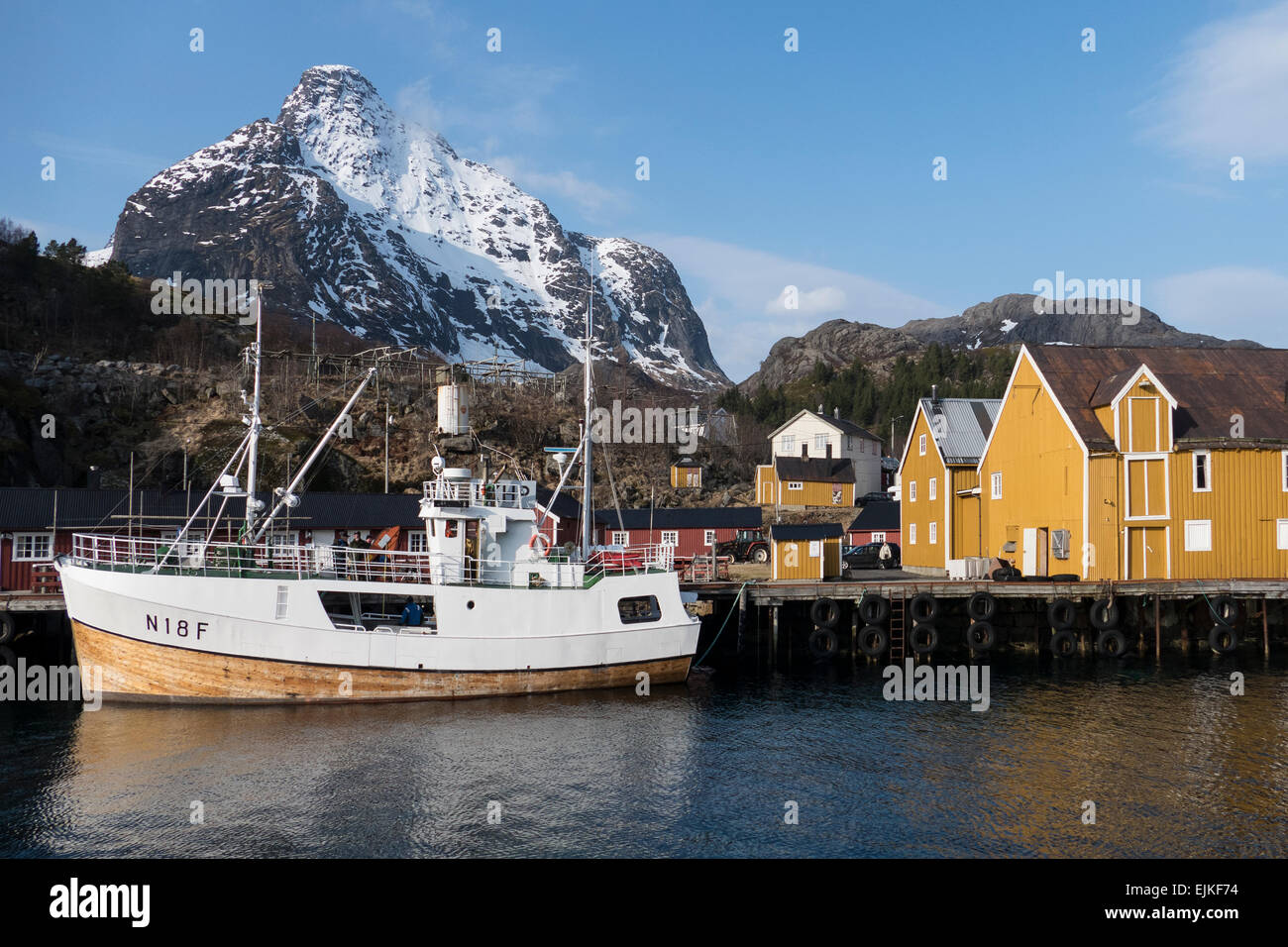Norvegia Nordland, isole Lofoten, Nusfjord Foto Stock