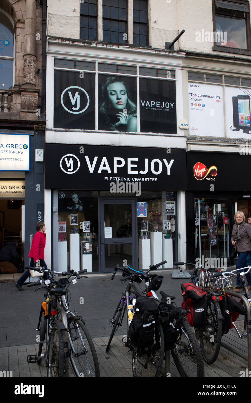 Vapejoy sigaretta elettronica shop, Leicester, Regno Unito Foto Stock