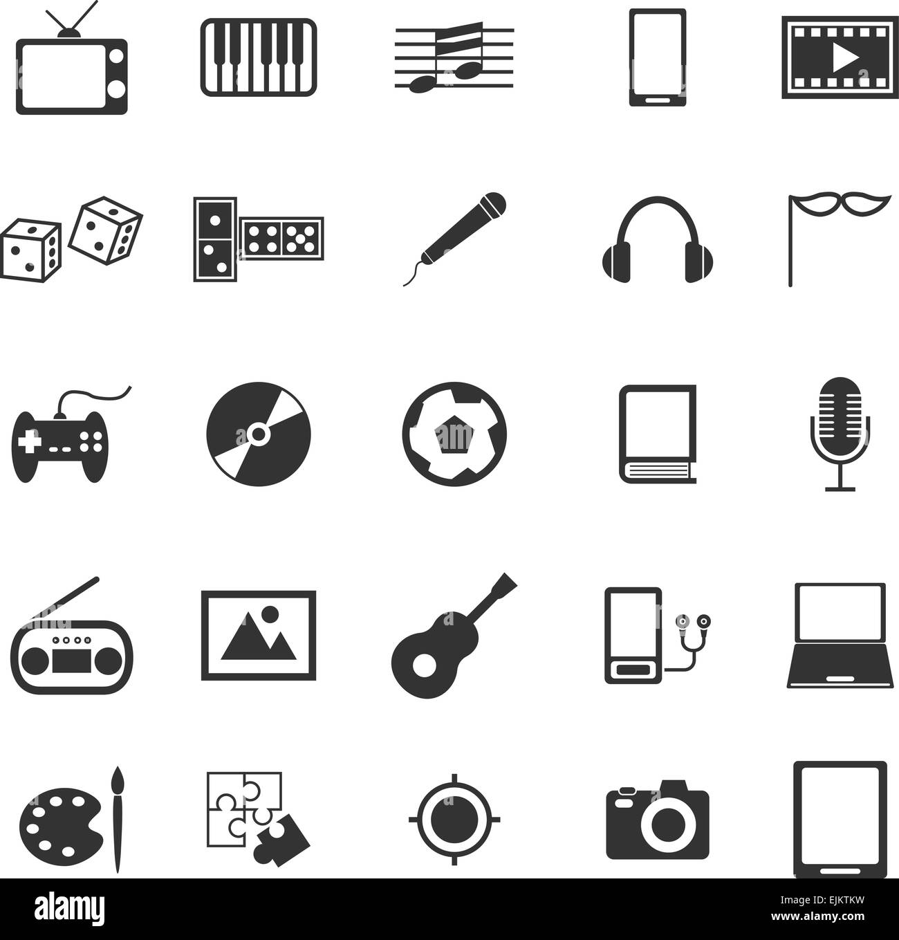 Icone di intrattenimento su sfondo bianco, vettore di stock Illustrazione Vettoriale