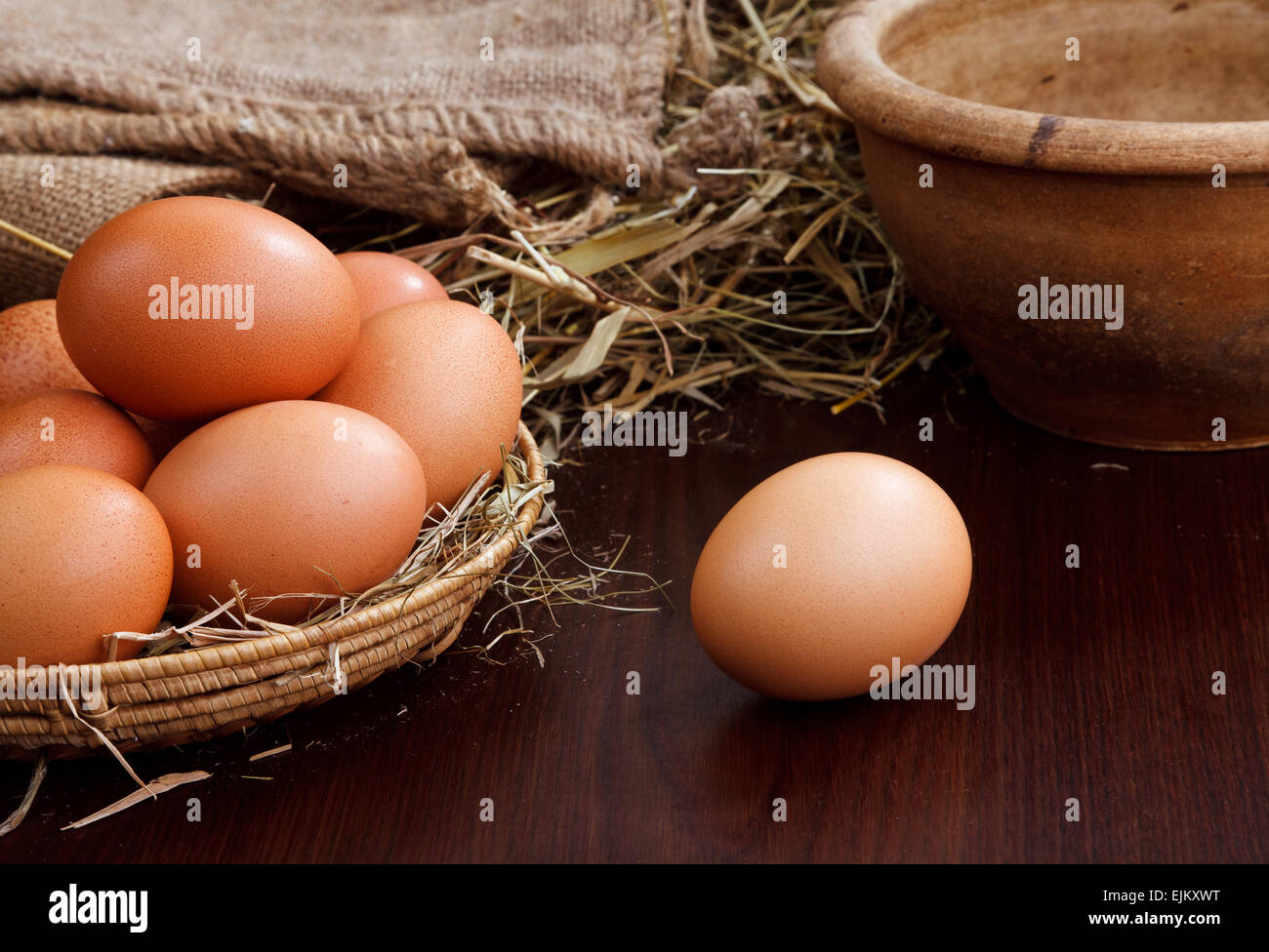 Natura uova di gallina Foto Stock