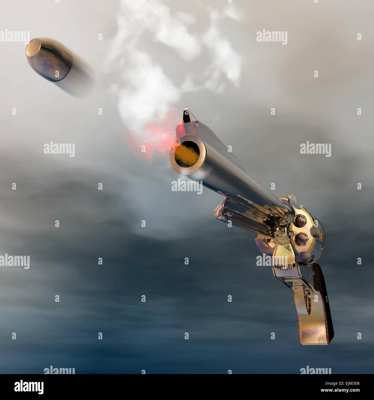 Illustrazione Digitale di un revolver Foto Stock