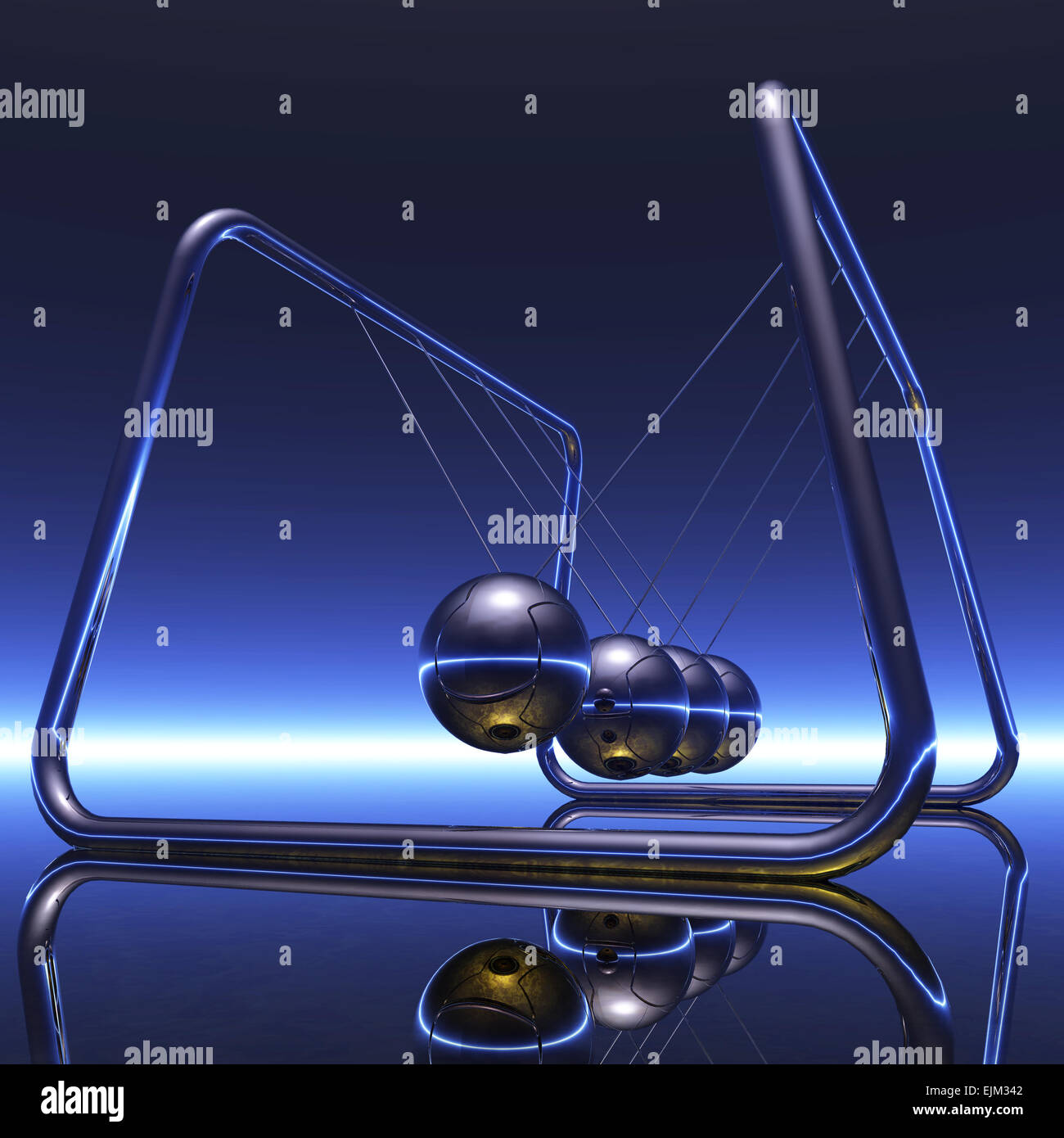 Illustrazione Digitale di un pendolo di Newton Foto Stock