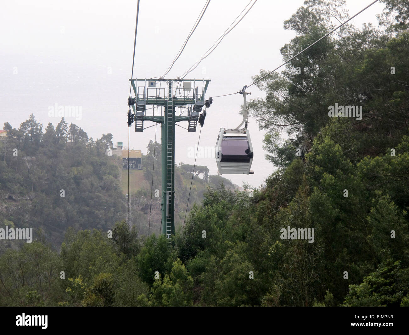 Ribero Frio, Portogallo. 06 Mar, 2015. La funivia del Monte al Giardino Botanico attraverso la valvola da Ribeira de Joao Gomes valle a Madera in Ribero Frio, Portogallo, 06 marzo 2015. Foto: Jens Kalaene - nessun filo SERVICE -/dpa/Alamy Live News Foto Stock