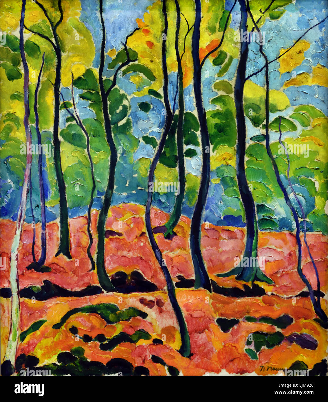 Herbstwald - Foresta di Autunno 1911 Heinrich Nauen 1880-1940 il tedesco in Germania Foto Stock