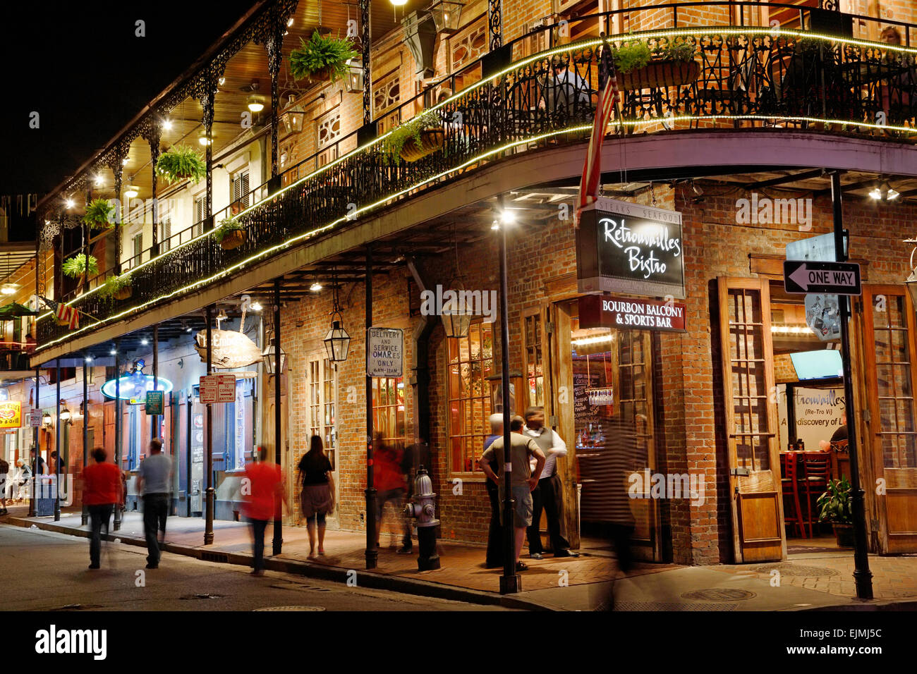 New Orleans French Quarter, Bourbon Street di notte. Foto Stock
