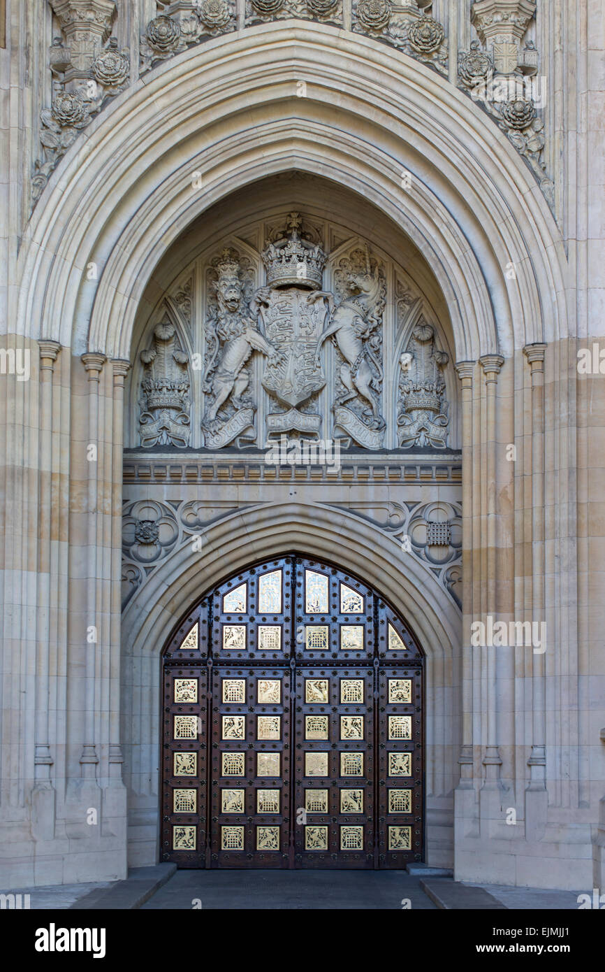 Il sovrano ingresso, il Palazzo di Westminster, Londra Foto Stock