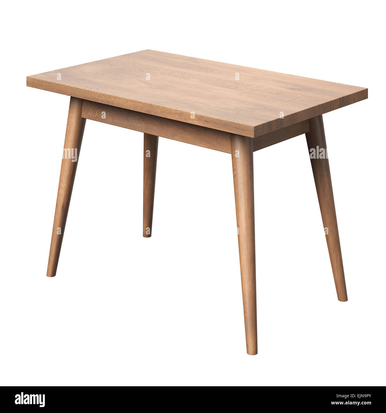 Tavolo in legno isolato su sfondo bianco. Foto Stock