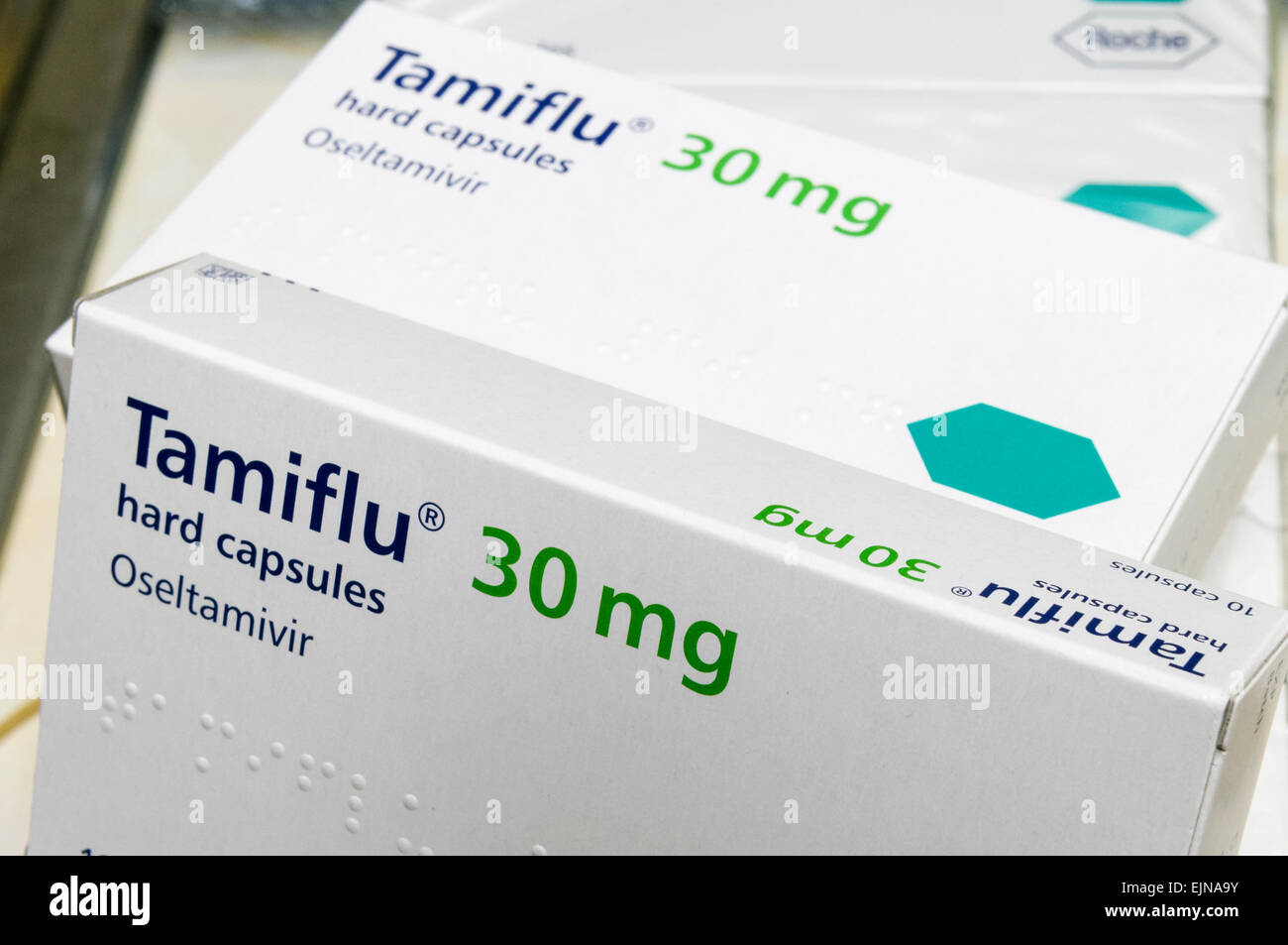 Scatole di Tamiflu (Oseltamivir) capsule, 30mg Foto Stock