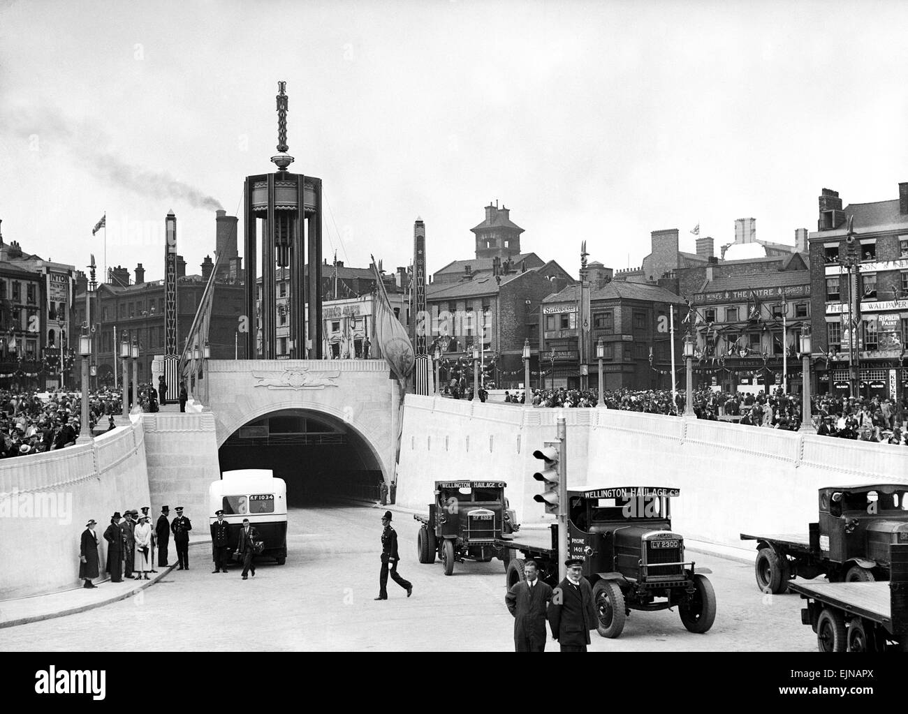 Mersey apertura a tunnel , Liverpool, luglio 1934 dal Re Giorgio IV e Queen Mary Foto Stock