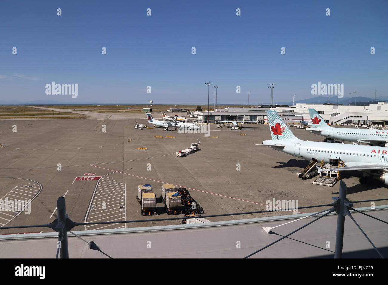 Vancouver, BC Canada - 13 Settembre 2014 : un lato di Air Canada parcheggio grembiule, Air Canada airline Foto Stock
