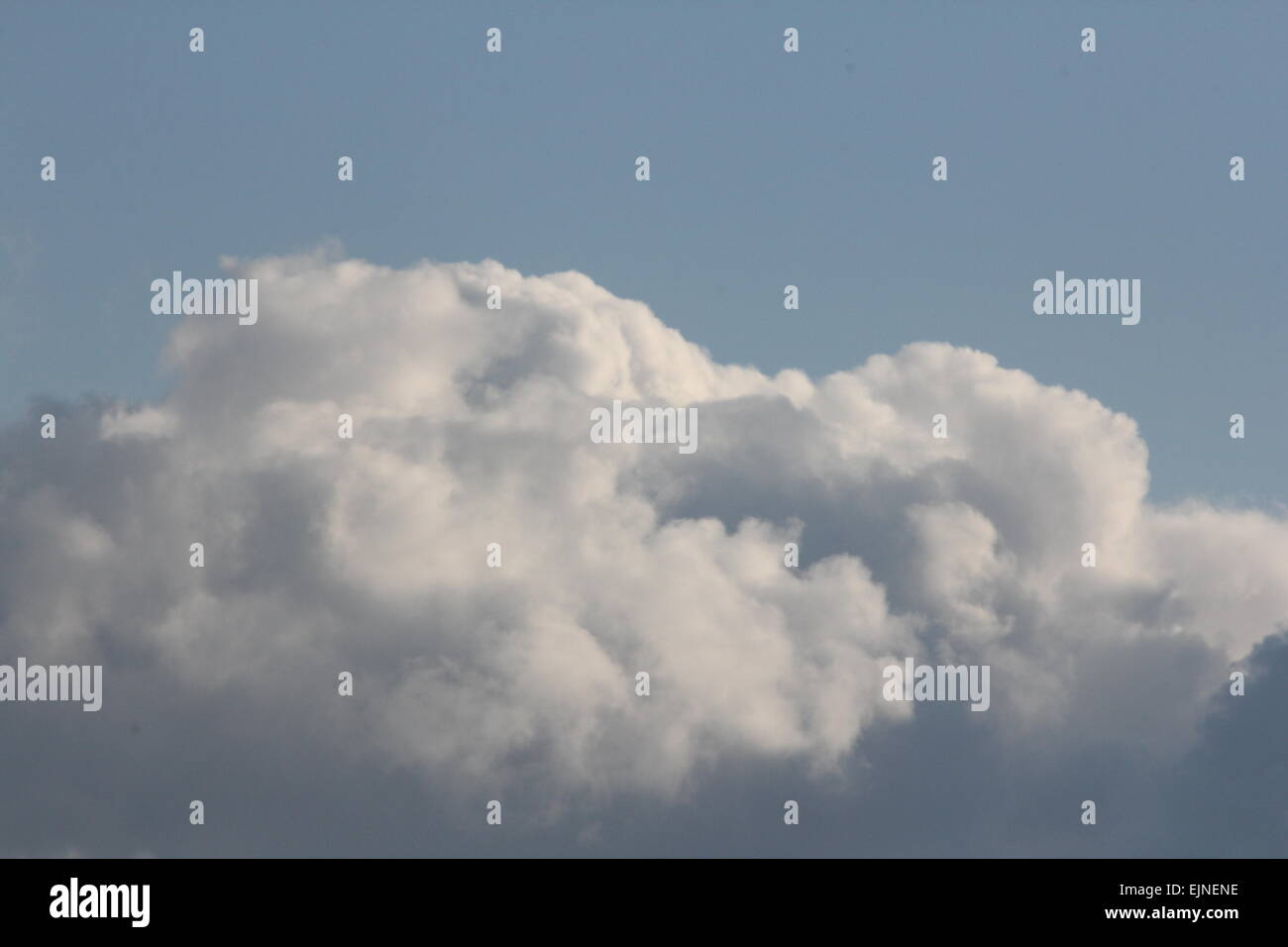 Sventolano nuvole bianche contro un oscuramento cielo blu nel tardo pomeriggio. Foto Stock