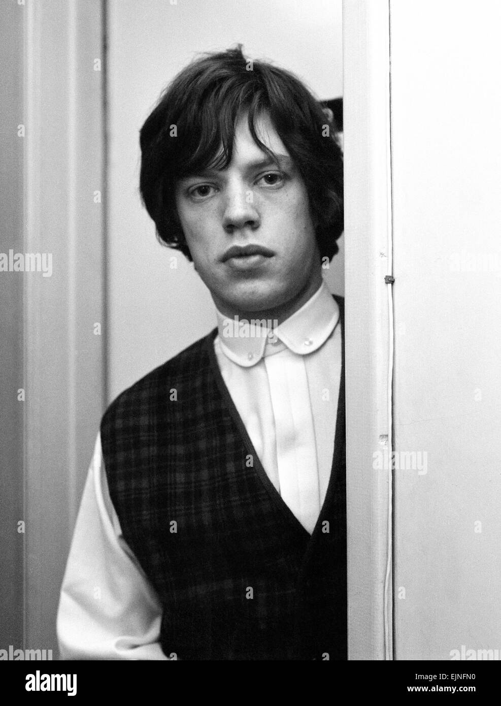 Mick Jagger dei Rolling Stones. Gennaio 1964. Foto Stock