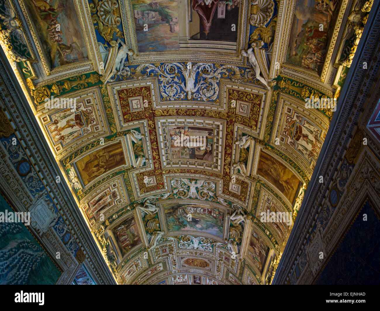 Roma, Italia, Vaticano, bello il soffitto dipinto hall Foto Stock