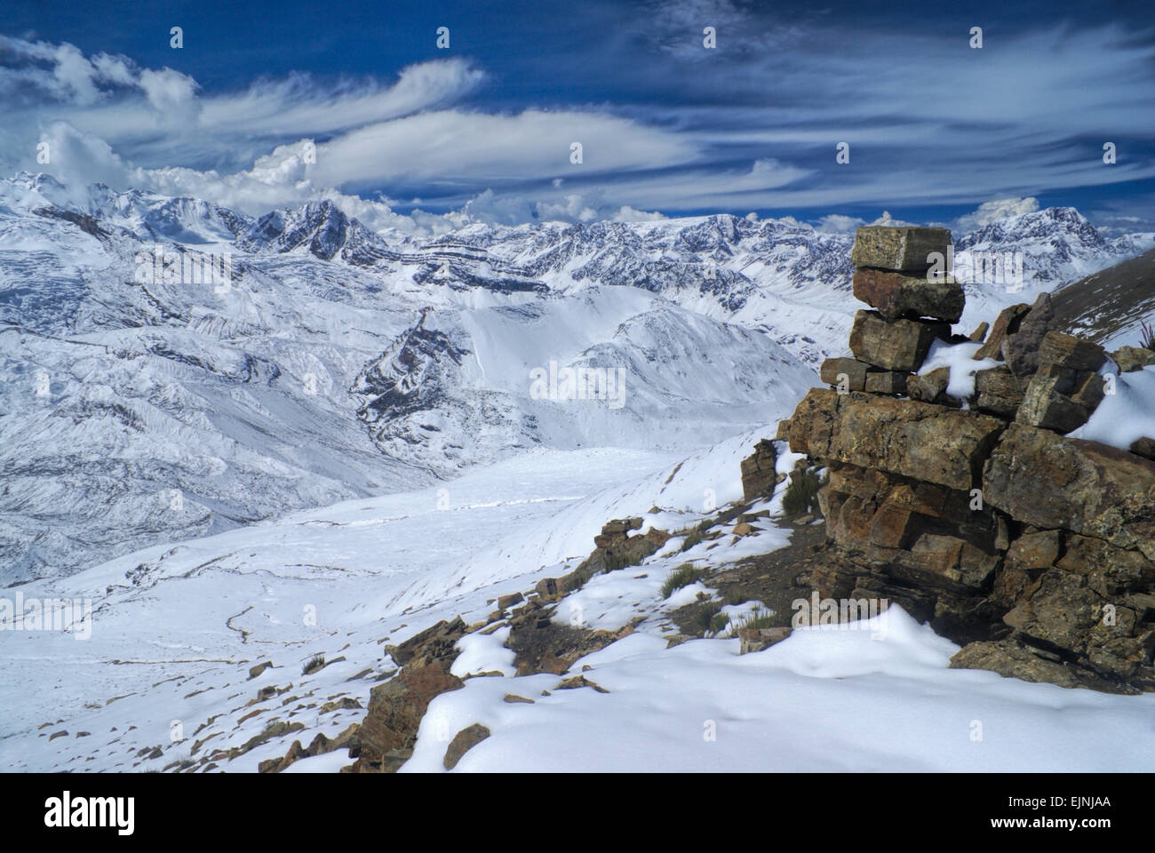 Bellissima vista del sud americana Ande in alta quota, Perù, Ausangate Foto Stock