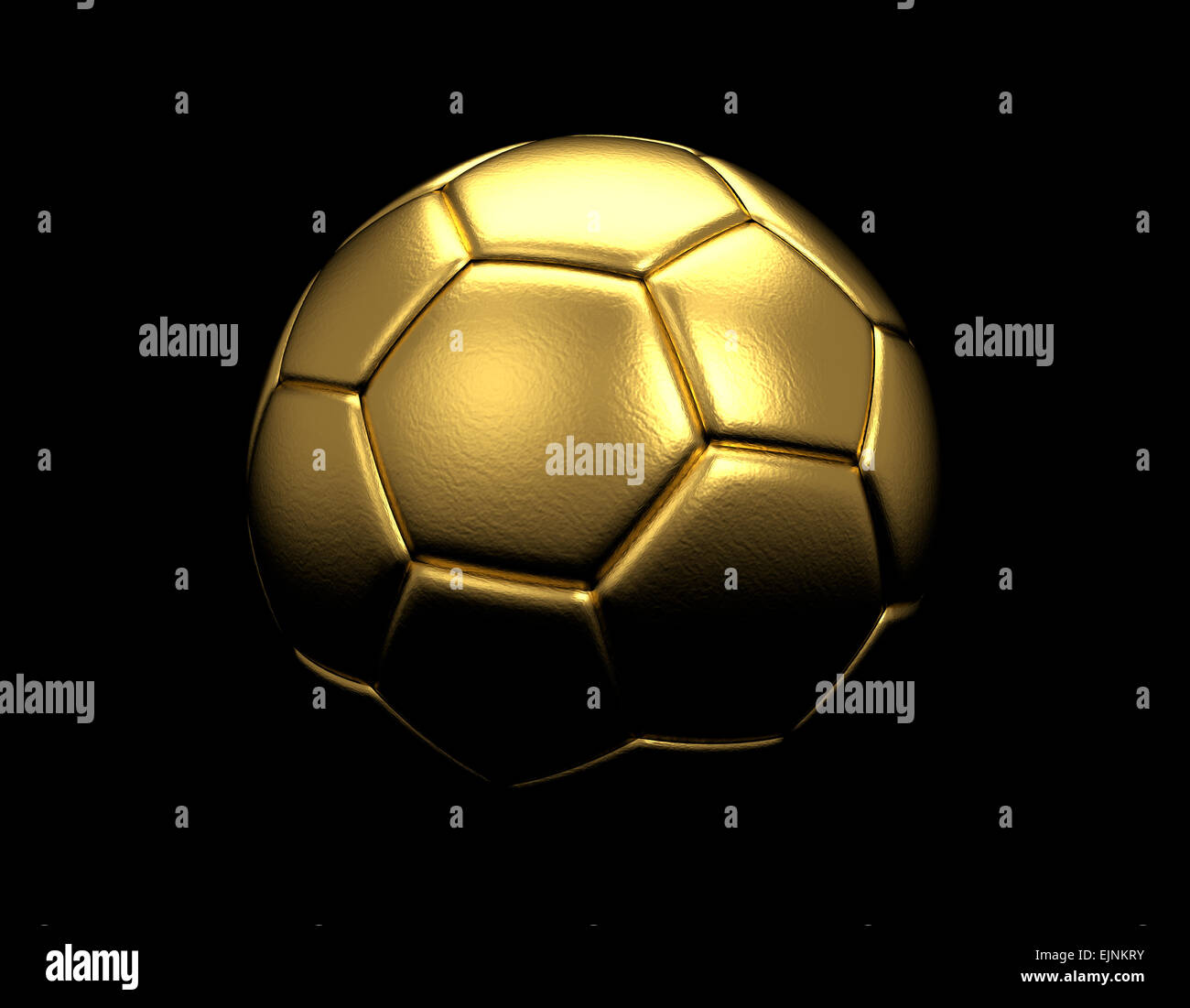 Oro Pallone da calcio isolati su sfondo nero Foto Stock