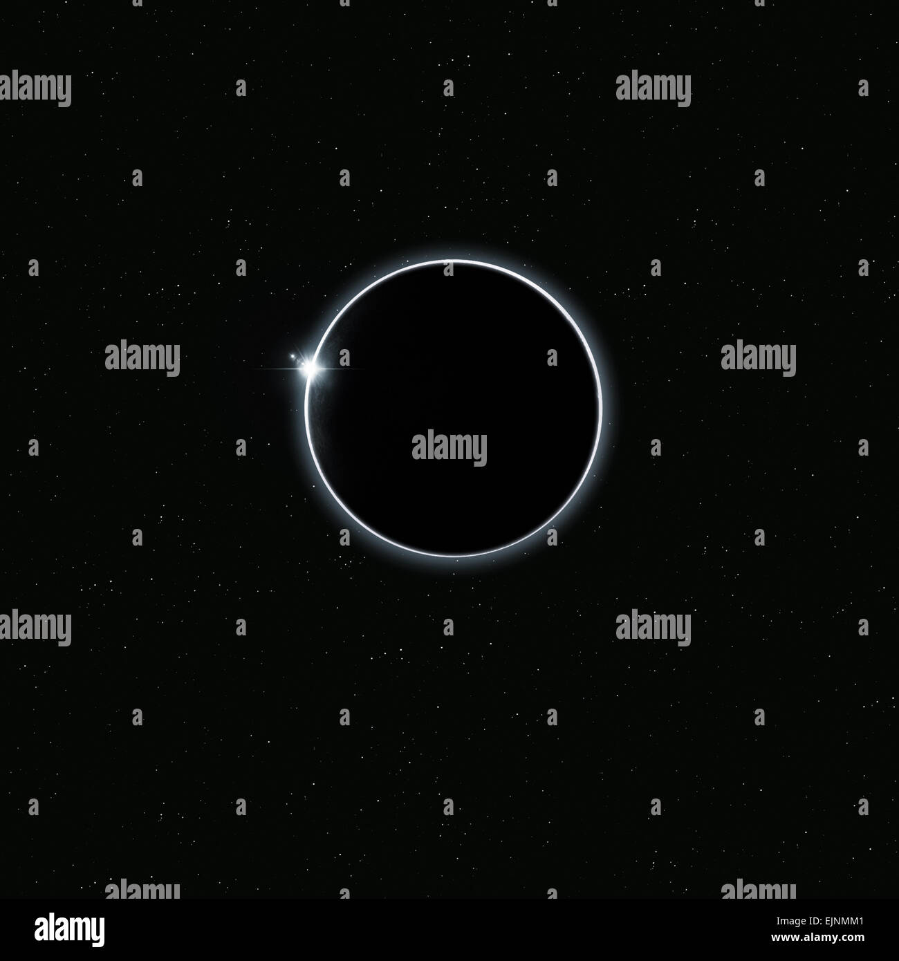 Imaginary Lunar Eclipse spazio immagine blu con stelle e luci Foto Stock