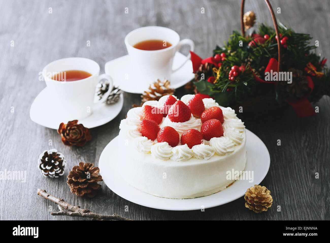 La torta di fragole Foto Stock