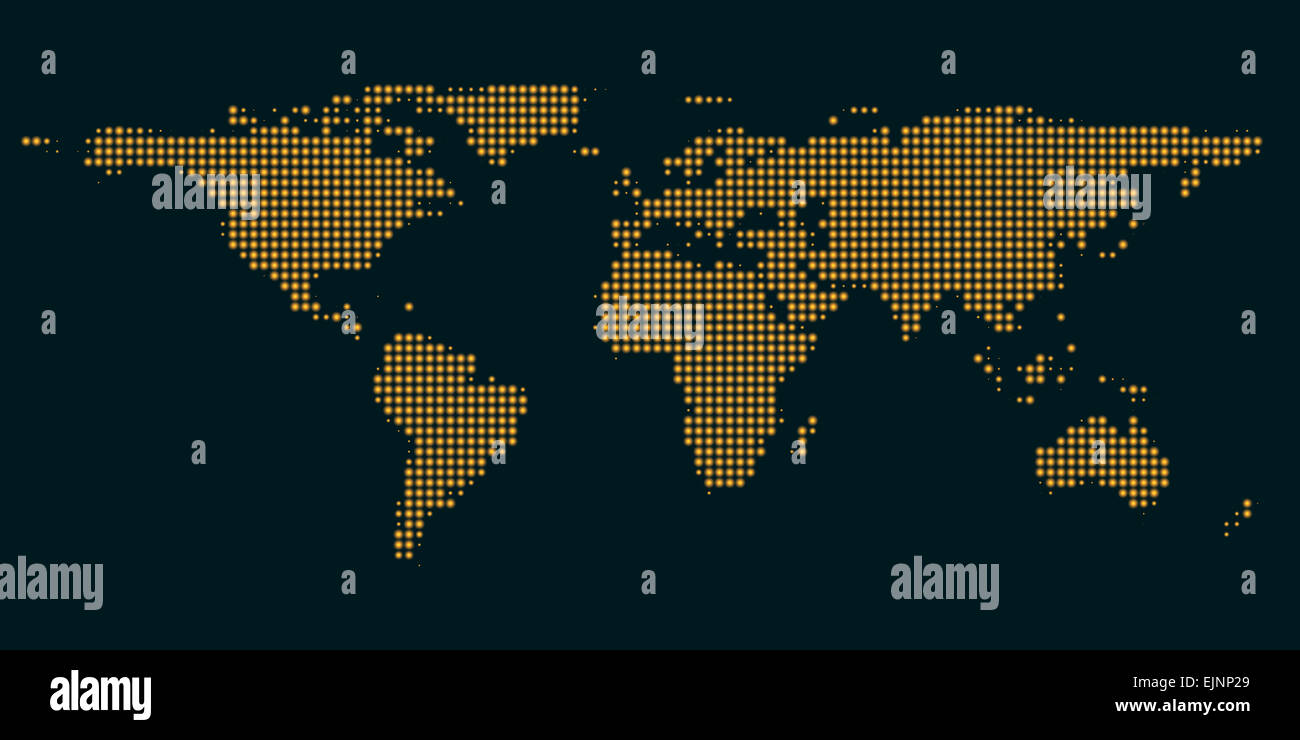 Blu scuro le mappe del mondo con la luce della città - eps 10 Foto Stock