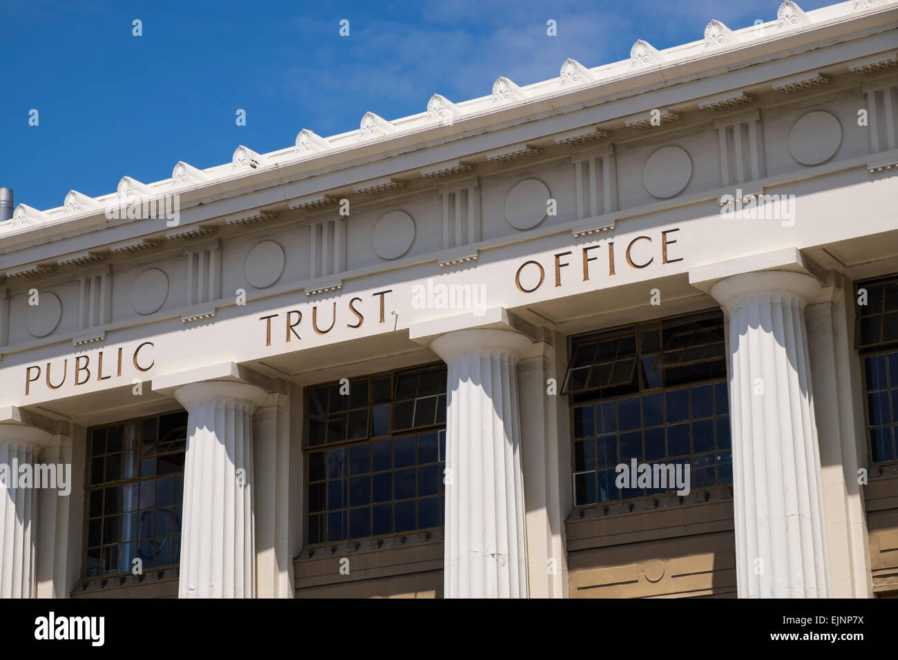 La fiducia del pubblico edificio per uffici. Architettura Art deco Napier, Nuova Zelanda Foto Stock