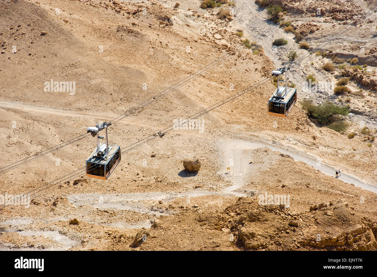 Funivie che porta le persone a fino alla sommità di Masada in Israele. Foto Stock