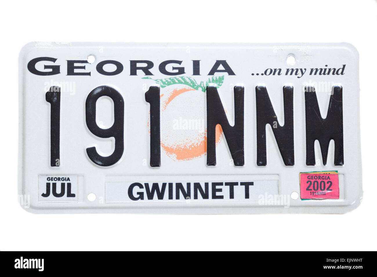 Stati Uniti la targa Gwinnett County Georgia sulla mia mente Luglio 2002 Foto Stock