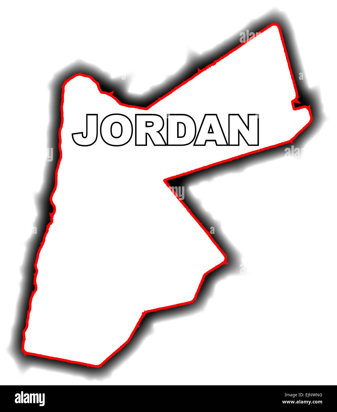 Mappa di contorno della Lega Araba paese di Giordania Foto Stock