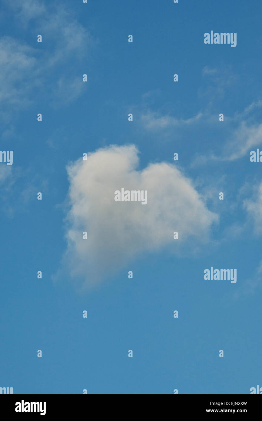Forma di cuore nuvola nel cielo blu Foto Stock