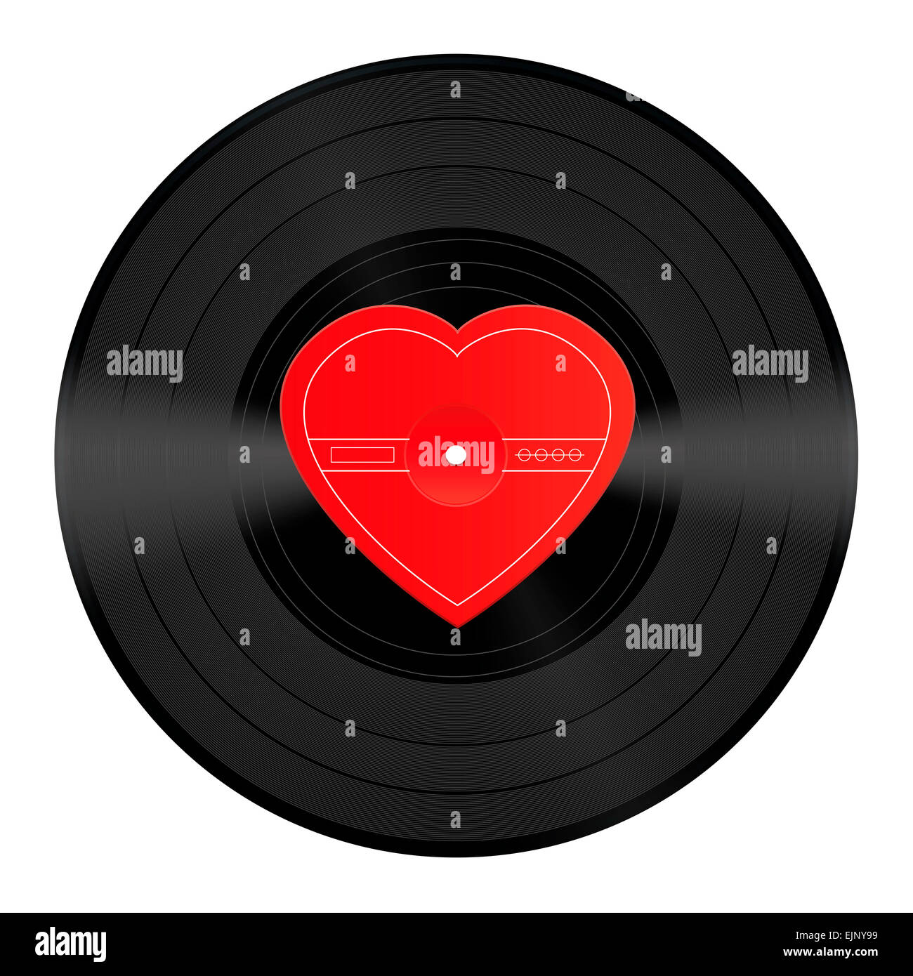 Registrazione LP con vuoto a forma di cuore centro che può essere marcata con una canzone d'amore o qualsiasi messaggio di amore. Foto Stock