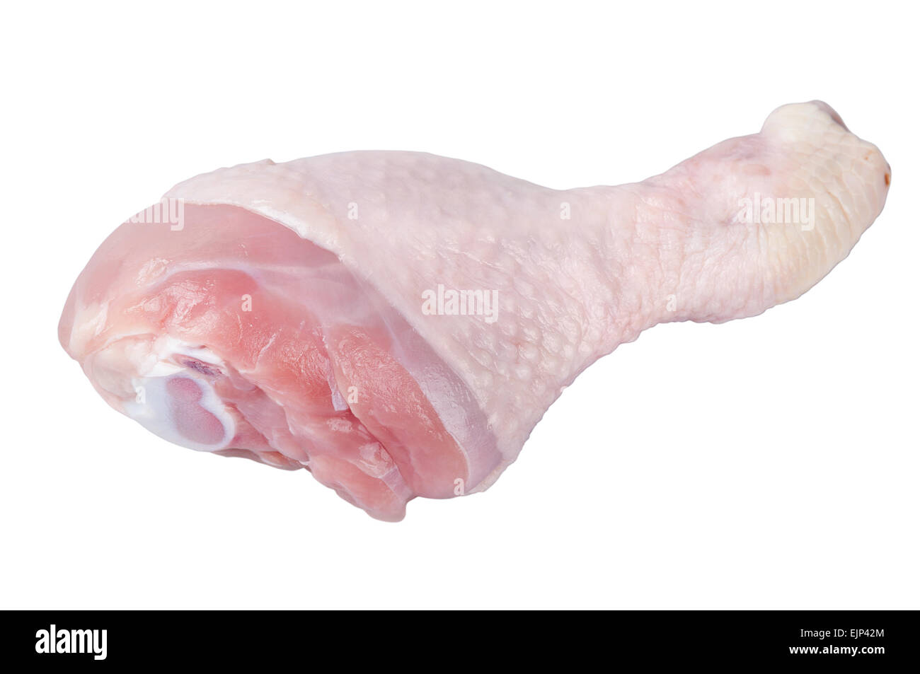 Il pollo crudo gamba isolata su uno sfondo bianco Foto Stock