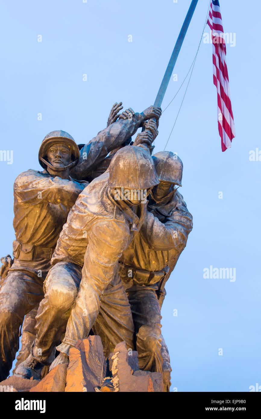 Statua di Iwo Jima U S Marine Corps Memorial, il Cimitero Nazionale di Arlington, Washington DC, Stati Uniti d'America Foto Stock