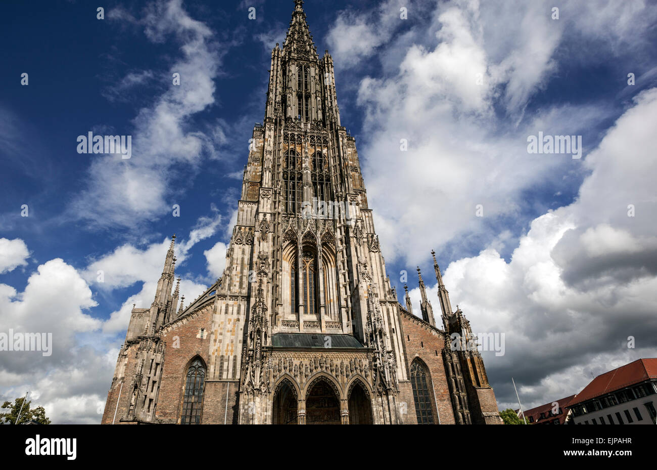 Ulm Minster, più alte del mondo guglia della chiesa, GERMANIA Baden-Wuerttemberg Foto Stock