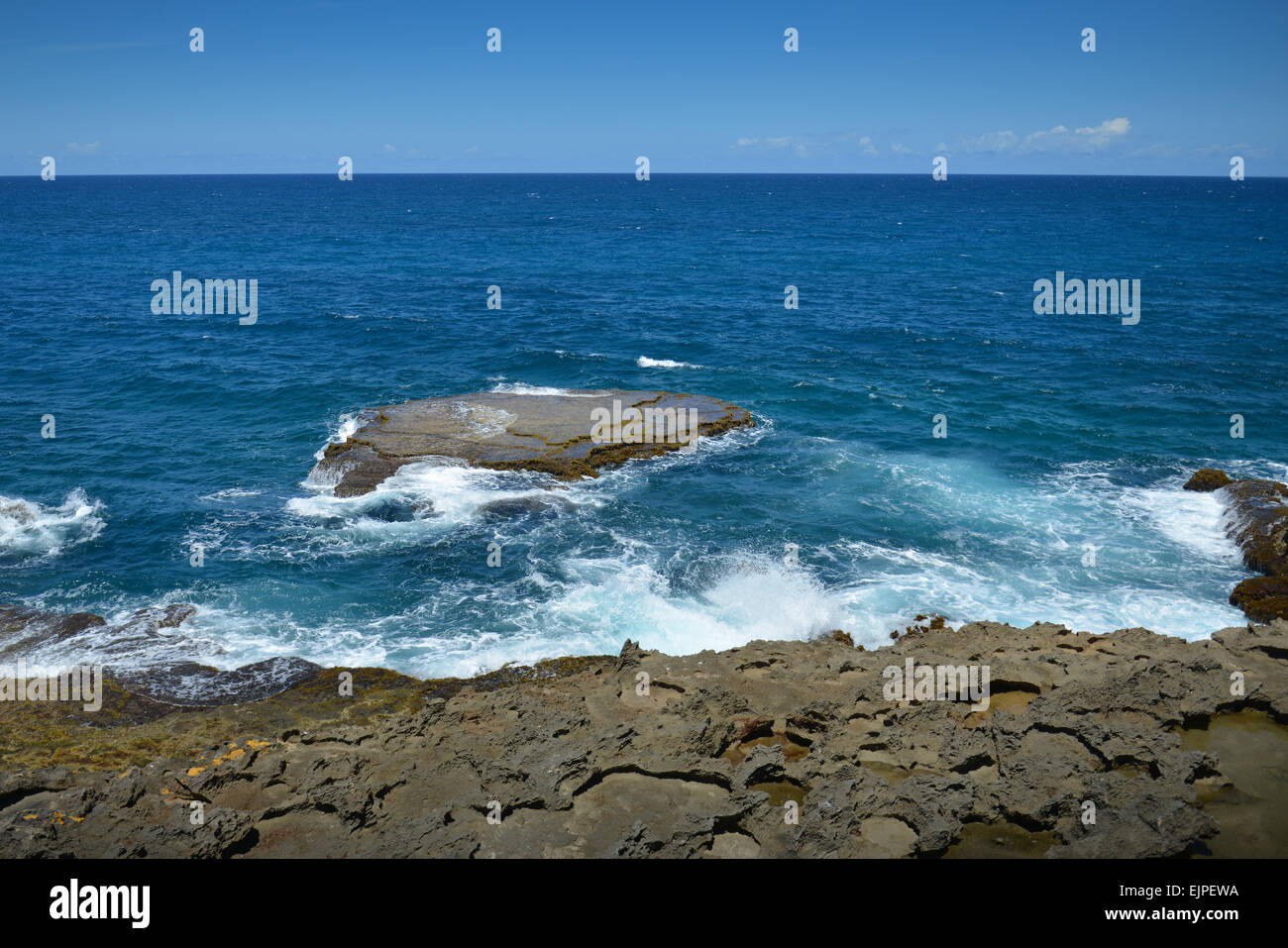 Naturale di formazioni di roccia all'Oceano Atlantico in Arecibo, Puerto Rico. Territorio statunitense. Isola dei caraibi. Foto Stock