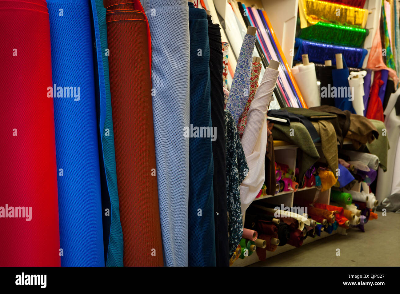 Negozio di tessuti, Soho, Londra Foto Stock