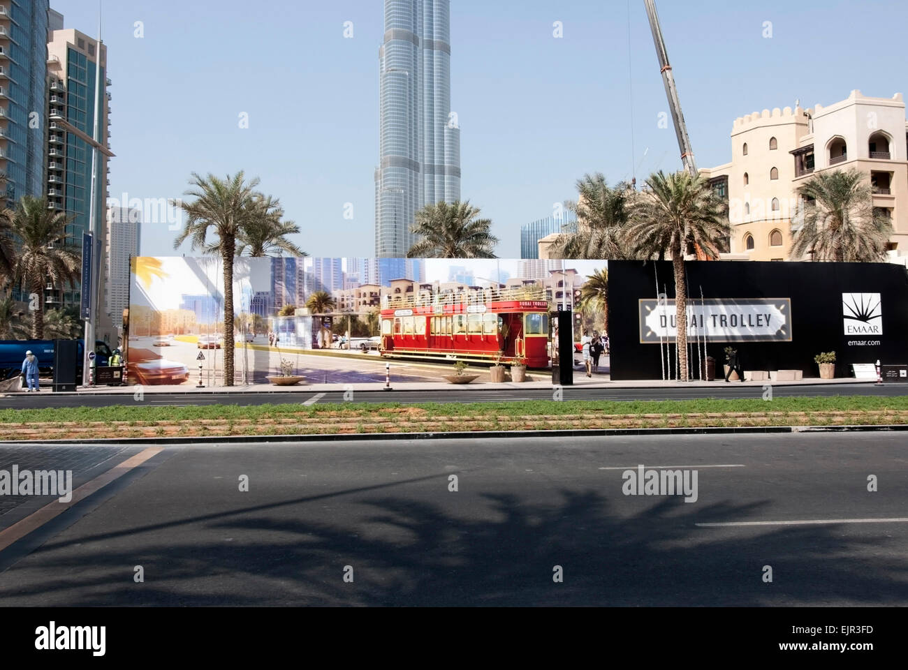 Cartellone pubblicitario per carrello di Dubai Downtown Dubai Foto Stock