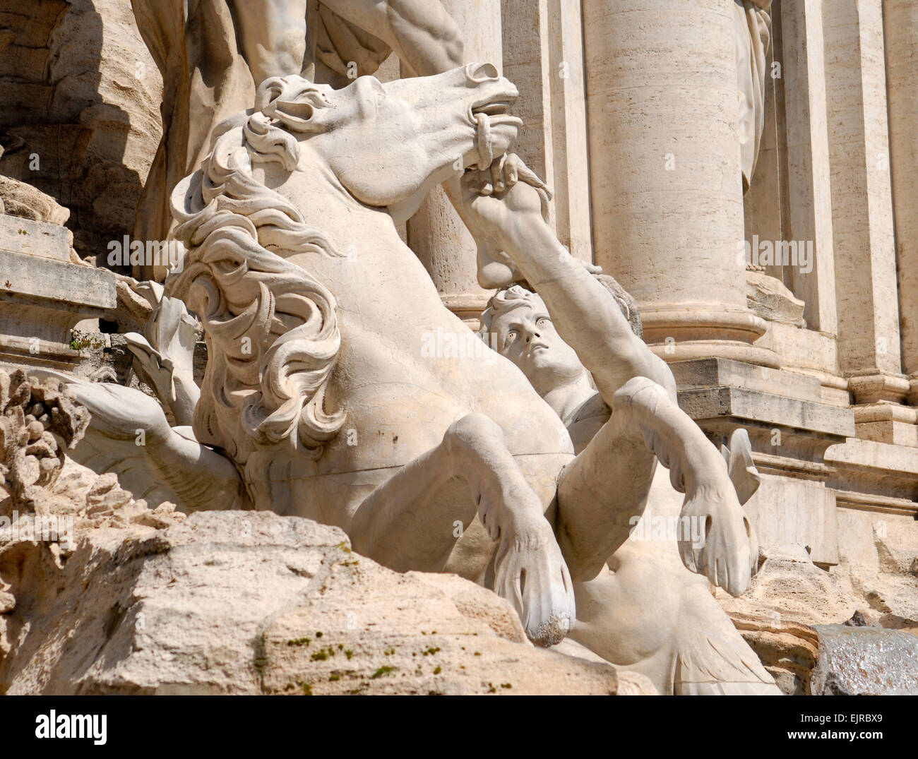 Fontana di Trevi, dettaglio, Roma. Progettato da Nicola Salvi. 1732-62. Foto Stock