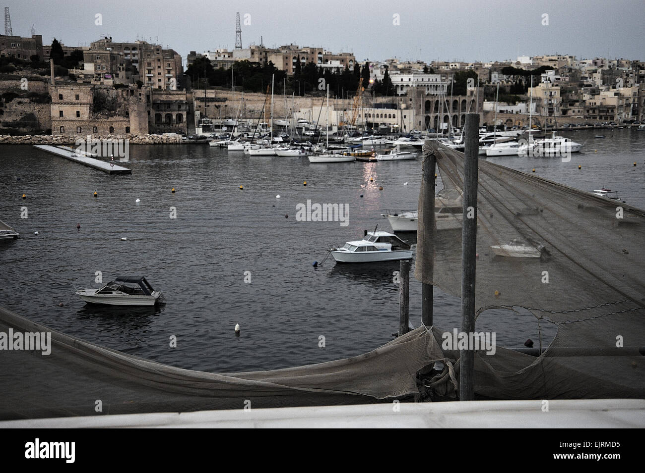 Malta, Isole Maltesi, Arcipelago Maltese, Mediterraneo, paesaggio, panorama, panoramica, vista marina, Birgu Foto Stock
