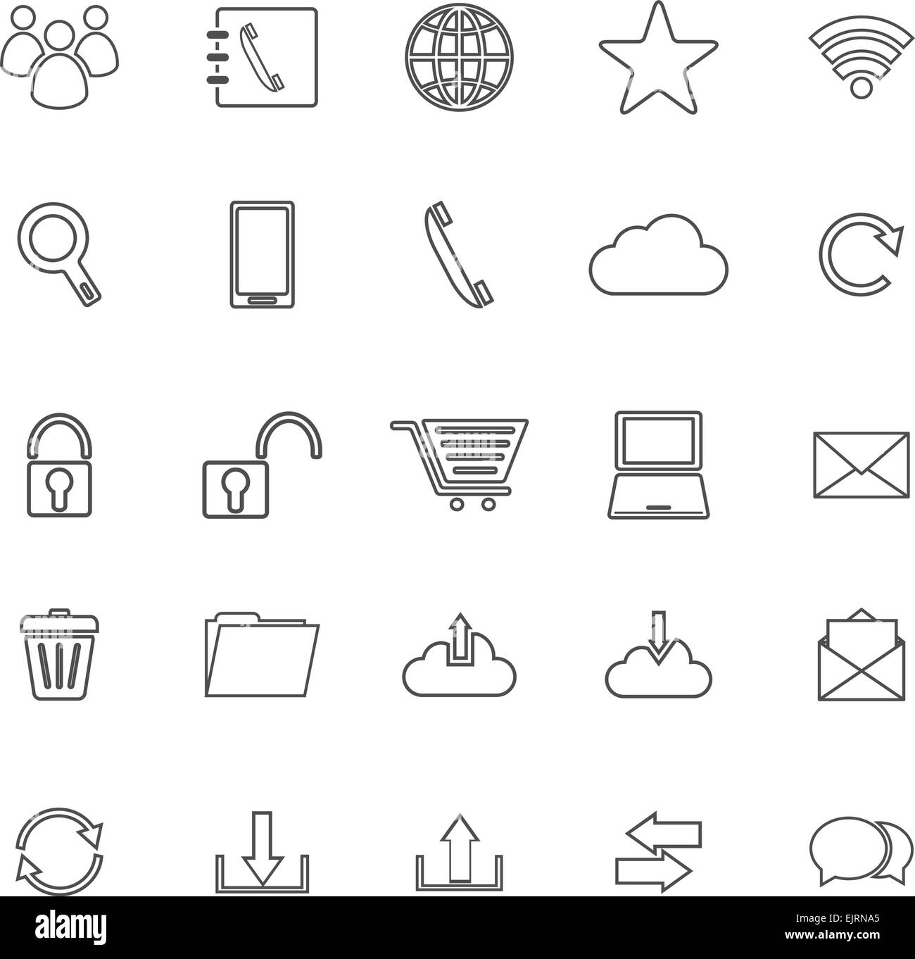 Linea di comunicazione le icone su sfondo bianco, vettore di stock Illustrazione Vettoriale