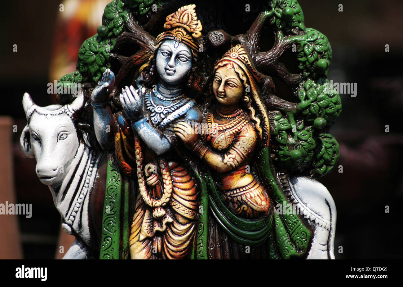 Primo piano di Dio indù Shri Krishna e Radha Foto Stock
