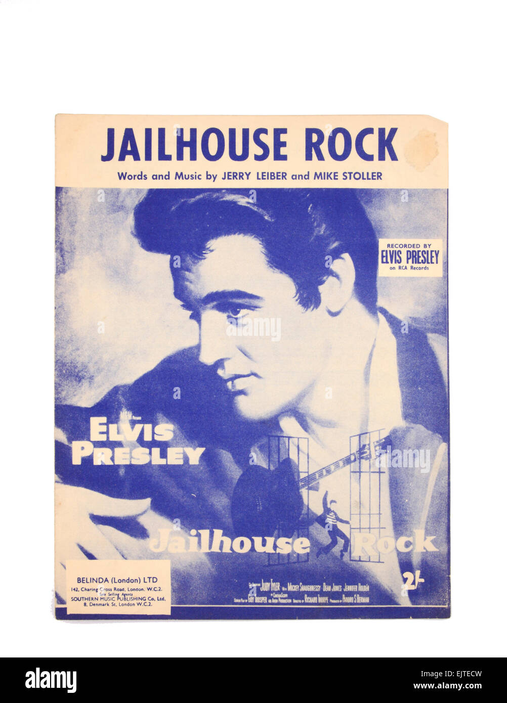 Una copia del foglio di musica di Jailhouse Rock eseguita e registrata da Elvis Presley nei tardi anni cinquanta. Foto Stock