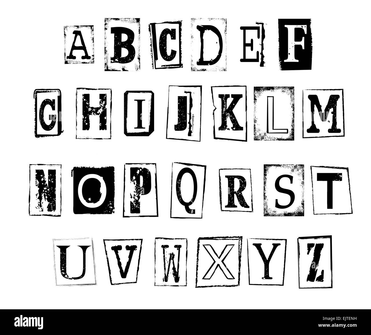 Illustrazione vettoriale di grunge alfabeto - lettere - tipo Illustrazione Vettoriale