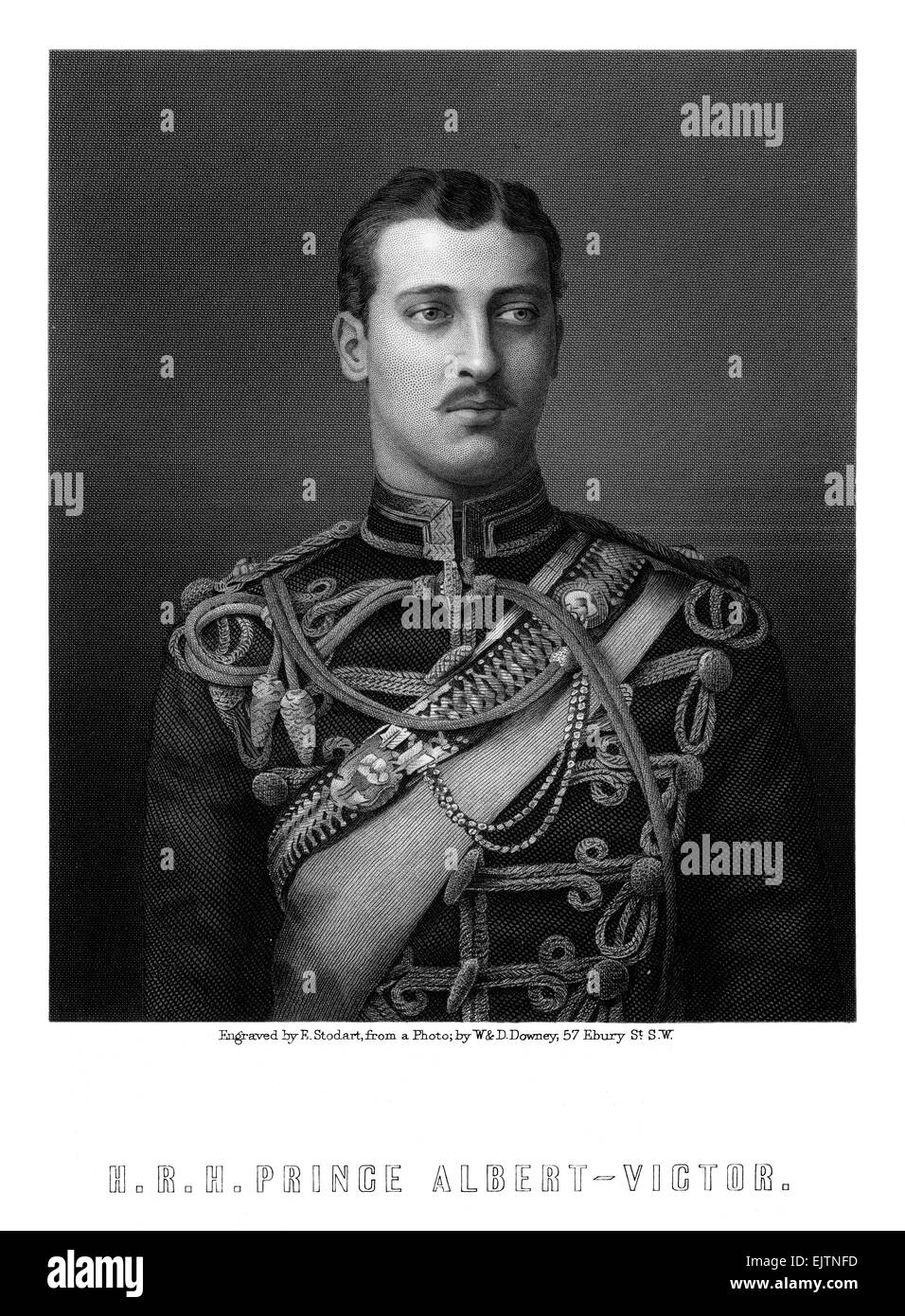 Ritratto inciso illustrazione del principe Albert Victor, Duca di Clarence e Avondale circa 1897 Foto Stock