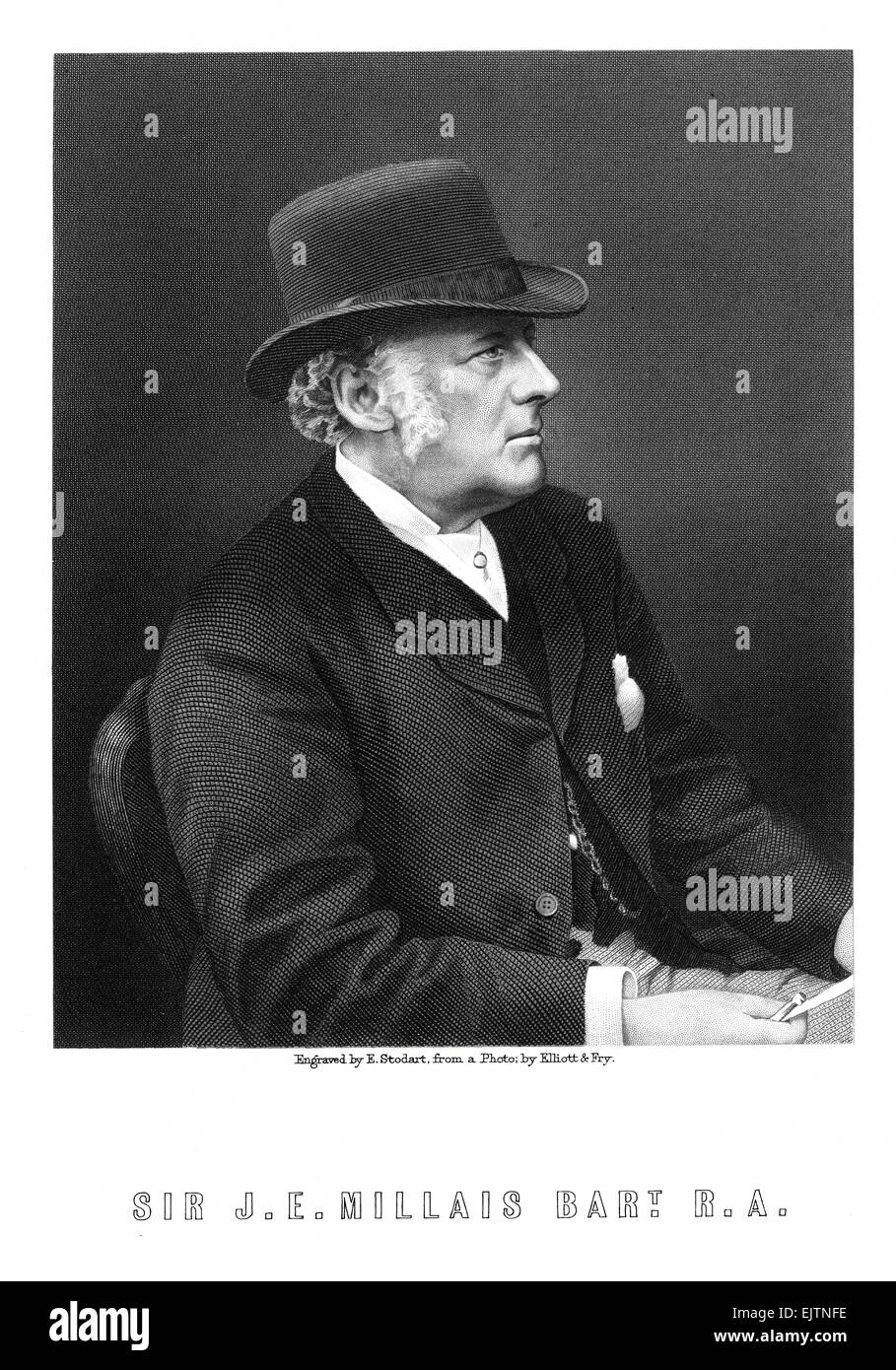 Ritratto inciso illustrazione di Sir John Everett Millais, RA 1829-1896 circa 1897. Il pittore inglese e illustrator, uno dei fondatori della Fratellanza Pre-Raphaelite. Foto Stock