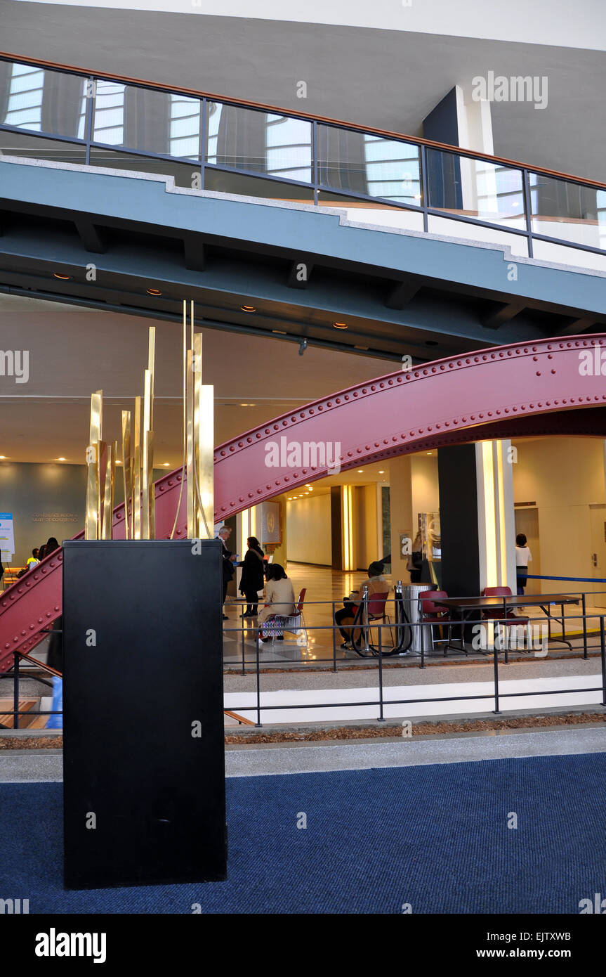 All'interno di entrata del Palazzo delle Nazioni Unite a New York, Stati Uniti d'America Foto Stock