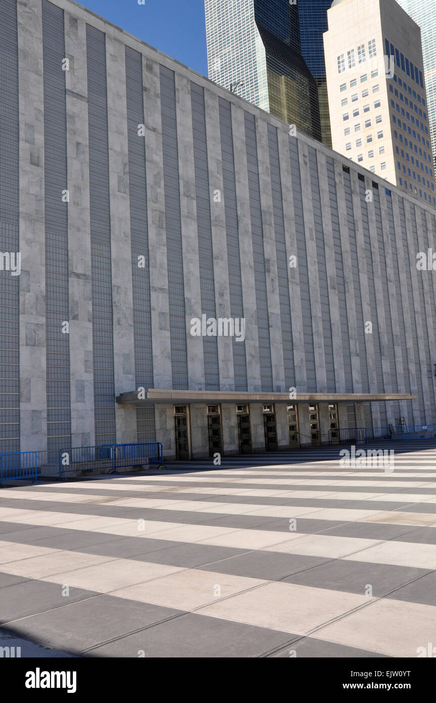 Ingresso al Palazzo delle Nazioni Unite a New York, Stati Uniti d'America Foto Stock