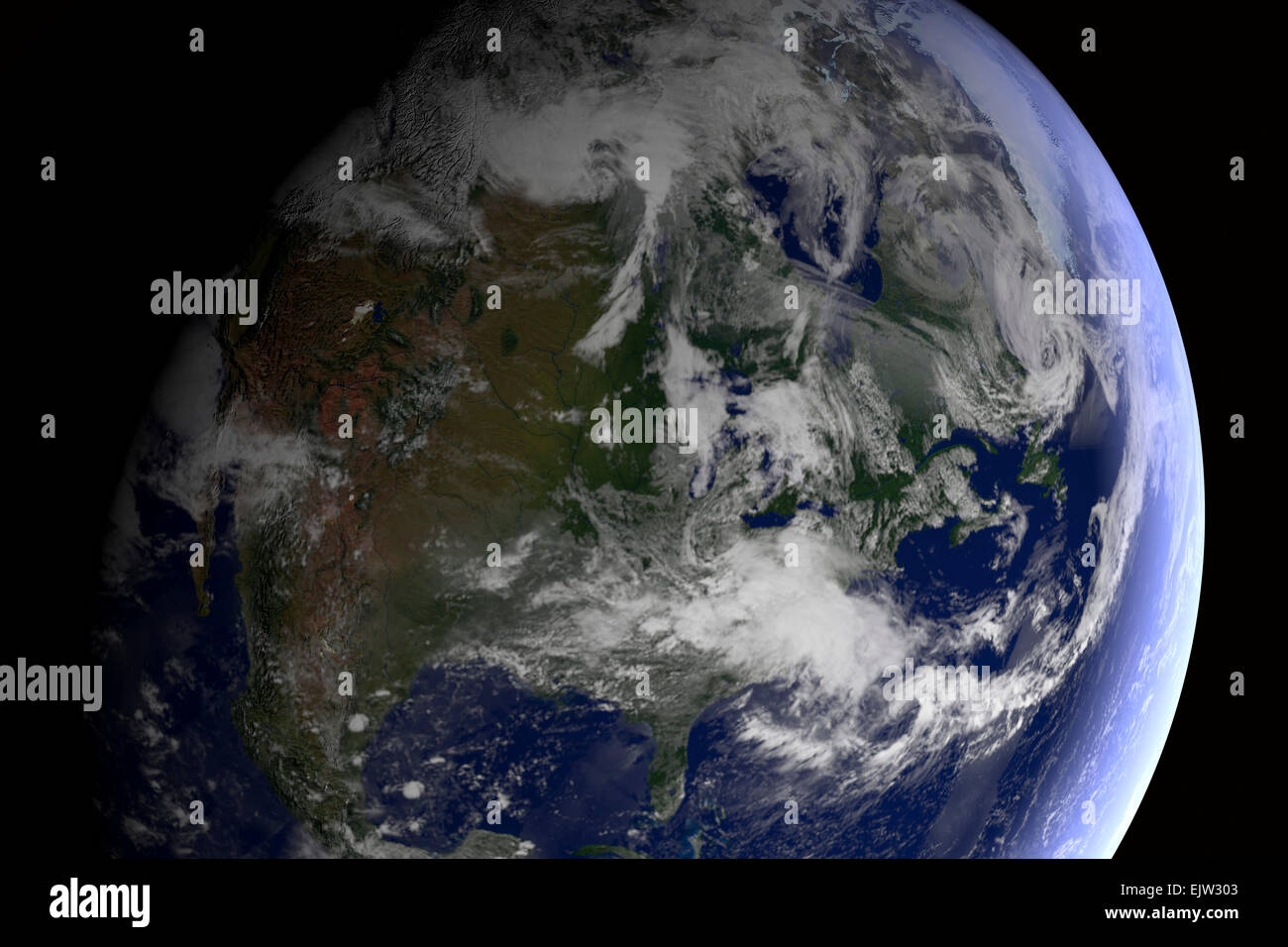 In America del nord con il Canada e gli Stati Uniti d'America: computer immagine generata del pianeta terra nello spazio. Gli elementi di questa immagine fornita mediante l Foto Stock