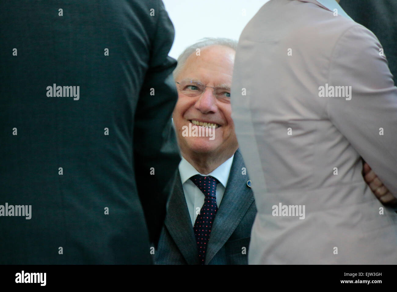Marzo 31, 2015 - Berlino: il ministro delle finanze tedesco Wolfgang Schaeuble in una foto opp prima di una riunione del tedesco e francese gov Foto Stock