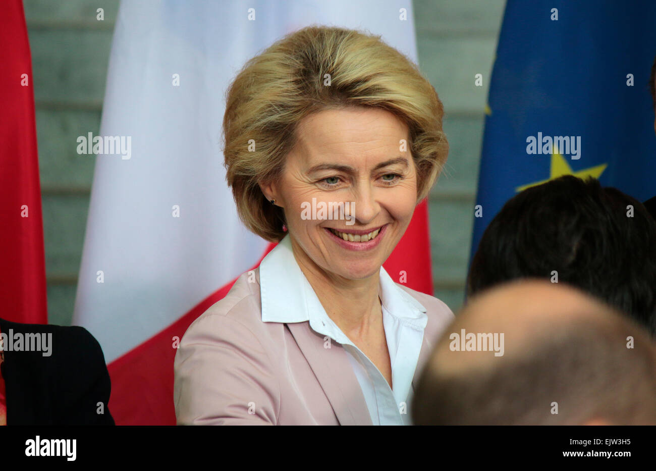 Marzo 31, 2015 - BERLINO: Tedesco il ministro della difesa, Ursula von der Leyen a una foto opp prima di una riunione del tedesco e francese g Foto Stock