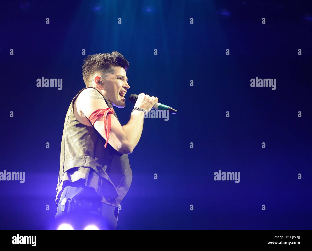 Danny O'Donoghue dello Script sul palco a SSE idro, Glasgow. Foto Stock