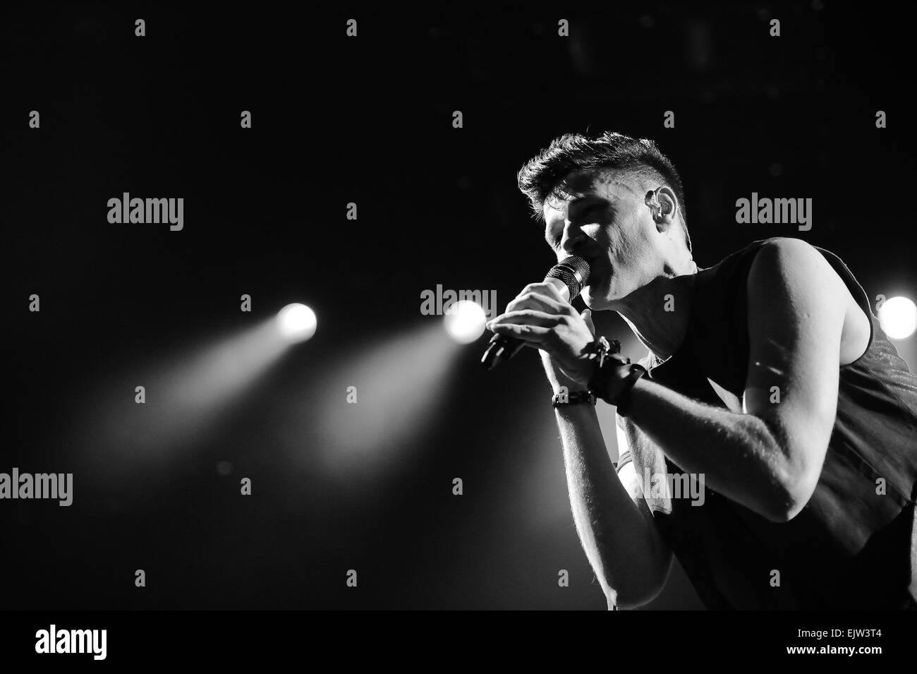 Danny O'Donoghue dello Script sul palco a SSE idro, Glasgow. Foto Stock