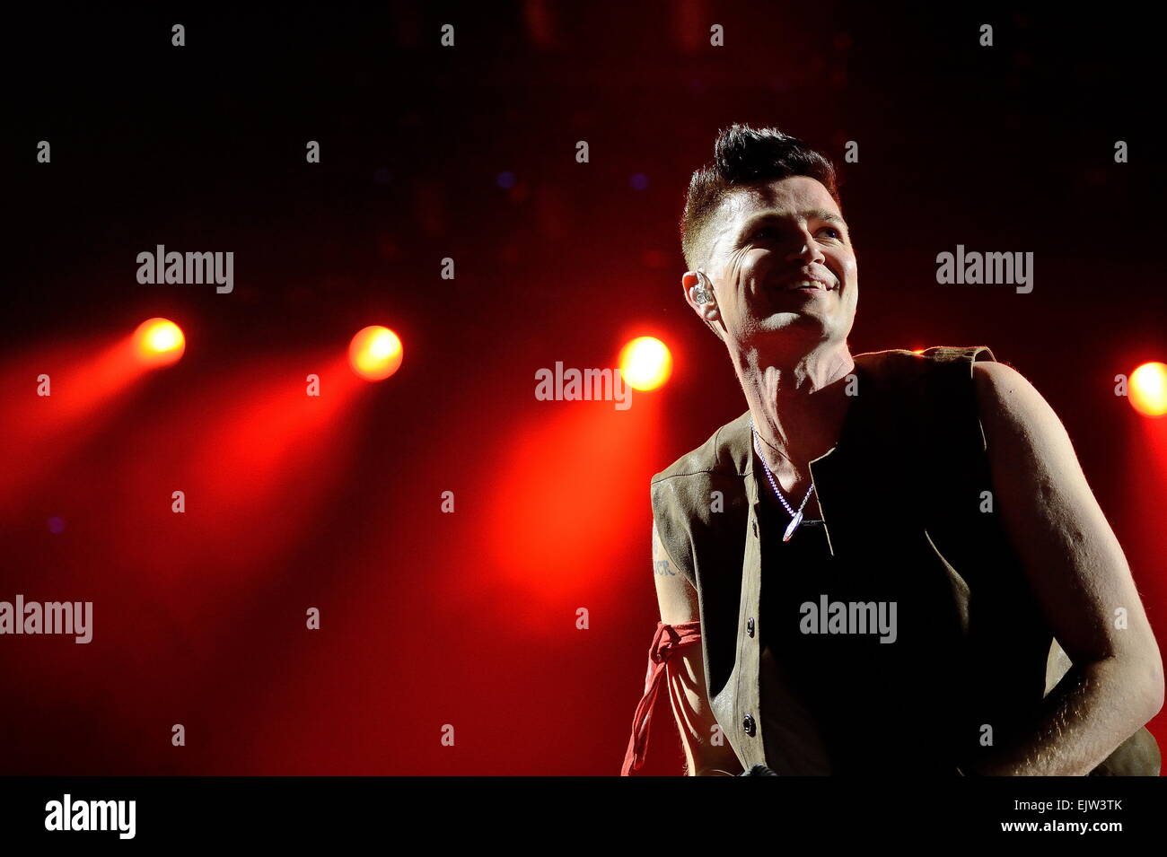 Danny O'Donoghue dello Script sul palco a SSE idro, Glasgow. Foto Stock